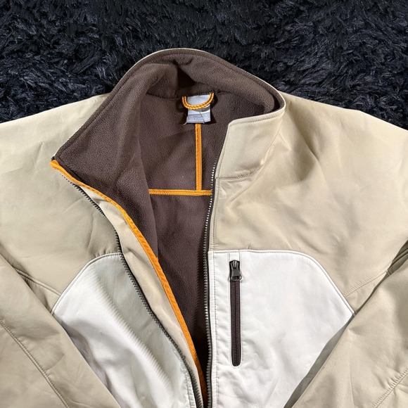 Nike Jacket Mens XL Beige White Fleece Lined Full Zip Zip Pockets Swoosh Outdoor - Picture 12 of 14